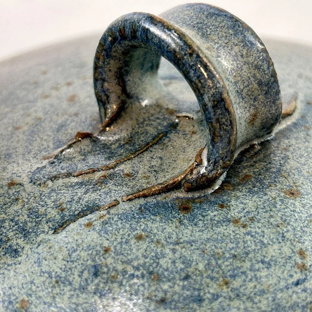 HANDMADE Stoneware Pottery Art | Turquoise Ceramic Lidded Bowl